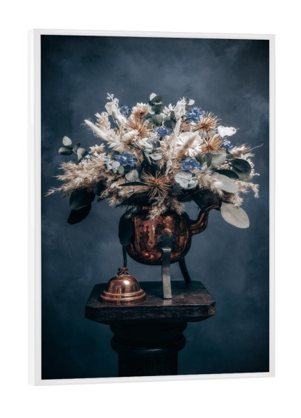 Poster mit weißem Rahmen "Trockenblumenstrauß Euka Blue" artboxONE - Natur,Floral