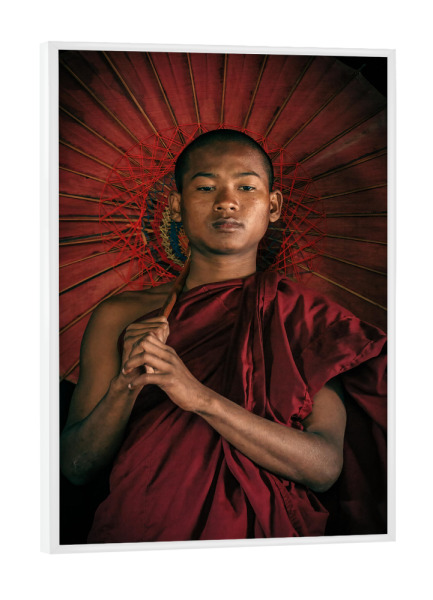 Poster mit weißem Rahmen "Junger Mönch - Tempel von Bagan" artboxONE - Menschen,Reise / Asien,Männer