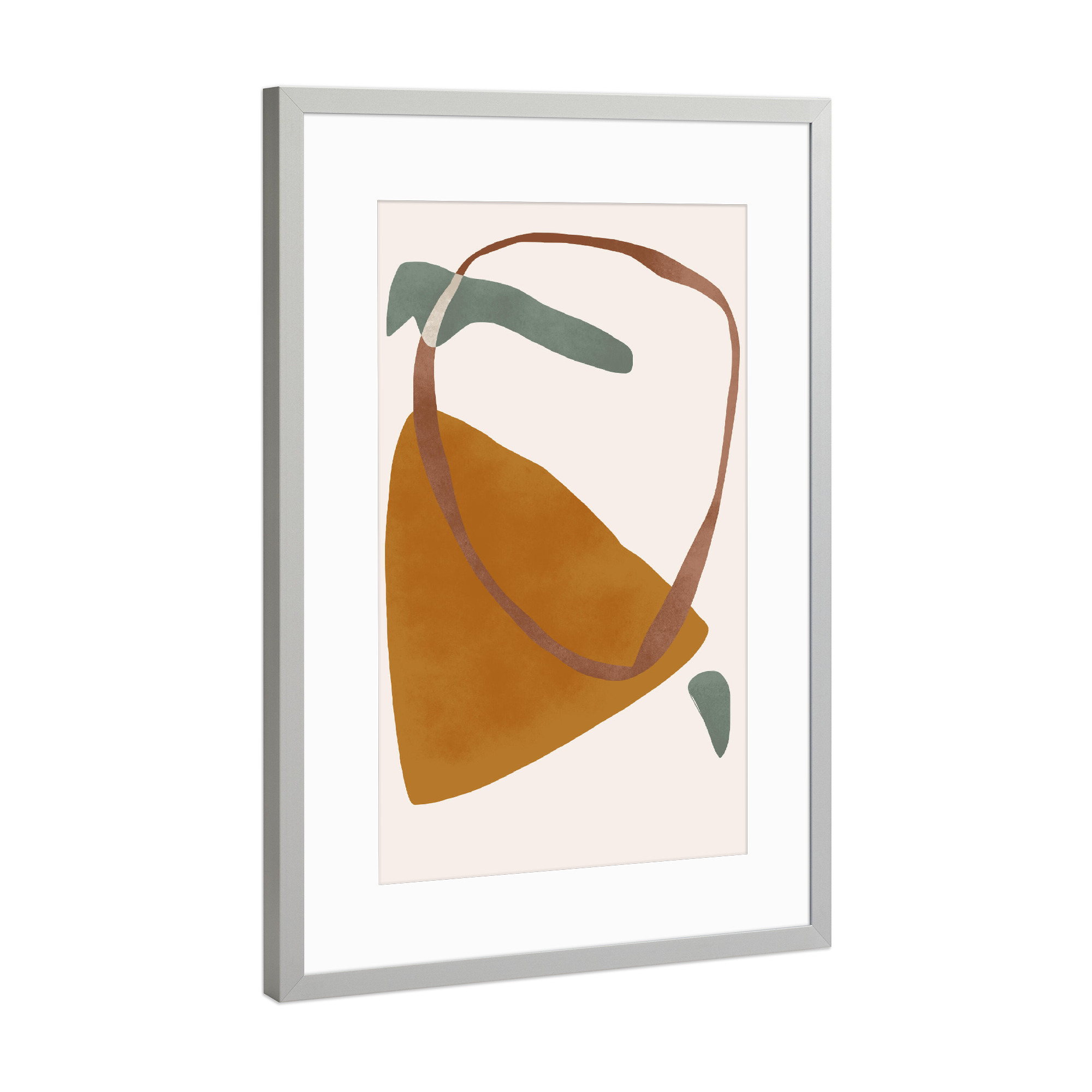 Poster mit Rahmen Silber "Abstrakte Formen Orange" artboxONE - Abstrakt,Geometrie - Abstrakt,Geometrie,Formen,Bunt