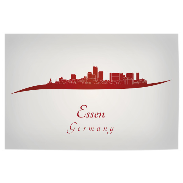 Poster "Essener Skyline in Rot" artboxONE - Städte