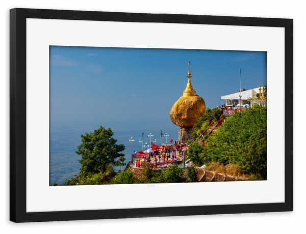 Poster mit Rahmen schwarz "Goldene Felsen" artboxONE - Reise / Asien