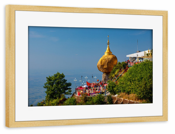Poster mit Rahmen kiefer "Goldene Felsen" artboxONE - Reise / Asien