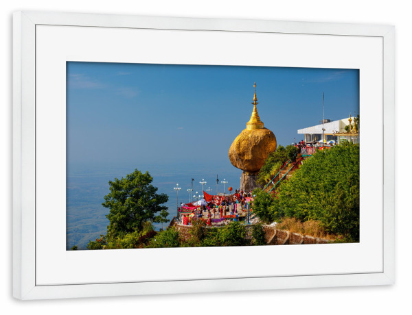 Poster mit Rahmen weiß "Goldene Felsen" artboxONE - Reise / Asien