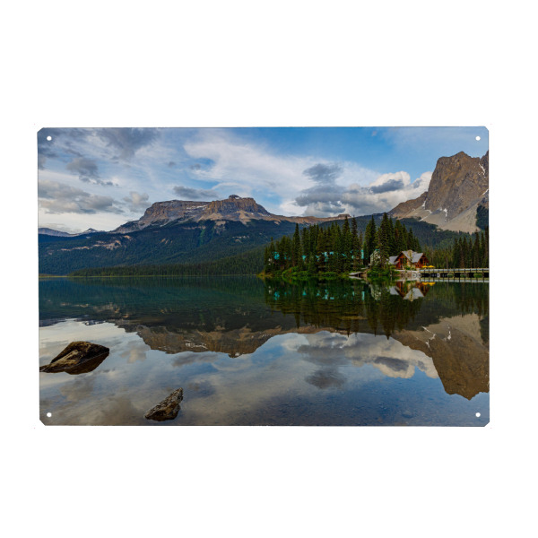 Metall Poster "Der See Emerald" artboxONE - Natur,Reise - Kanada,Rocky mountains,Bergsee,Lake emerald,Natur,Landschaft - Blechschild