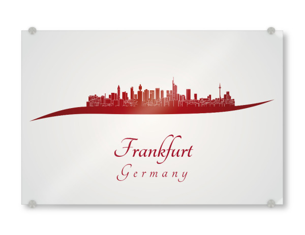 Acrylglasbild "Frankfurter Skyline in Rot" artboxONE - Städte