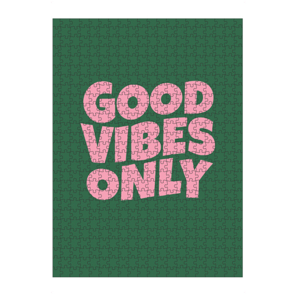 artboxONE Puzzle "GOOD VIBES ONLY PINK GREEN" artboxONE - Typografie - Good,Vibes,Only,Typo,Typografie,Bunt,Minimalismus - Bild good