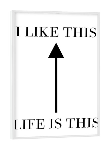 Poster mit weißem Rahmen "LIFE IS THIS ... I LIKE THIS!" artboxONE - Typografie