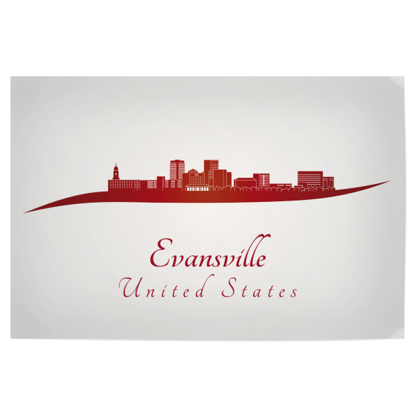 Poster 30x20 cm "Evansville-Skyline im Rot" artboxONE - Städte