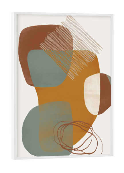 Poster mit weißem Rahmen "Abstrakte Formen grün" artboxONE - Abstrakt,Geometrie - Abstrakt,Formen,Geometrie