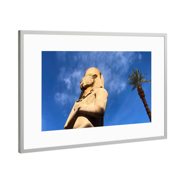 Poster mit Rahmen Silber "Statue in Karnak" artboxONE - Reise,Reise / Afrika,Reise / Länder