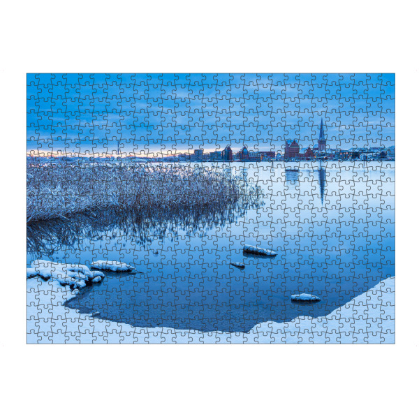 artboxONE Puzzle "Schnee, Fluss, Schilf, Stadt" artboxONE - Natur,Reise,Architektur,Städte / Weitere