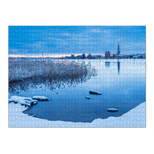 Puzzle Ravensburger "Schnee, Fluss, Schilf, Stadt" artboxONE - Natur,Reise,Architektur,Städte / Weitere