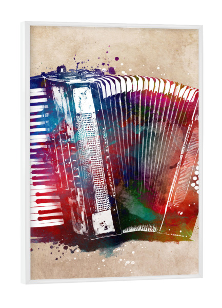 Poster mit weißem Rahmen "Akkordeon Musik Kunst" artboxONE - Musik - Akkordeon,Musik,Instrument,Musikinstrument