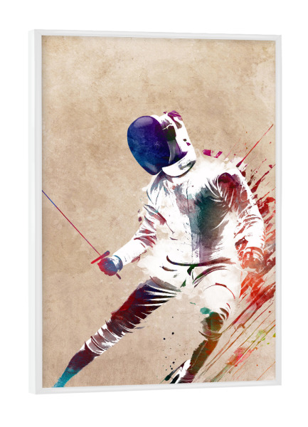 Poster mit weißem Rahmen "Fechtsportart Kunst" artboxONE - Sport - Fechter,Fechter,Sport,Sport,Spieler,Schwert