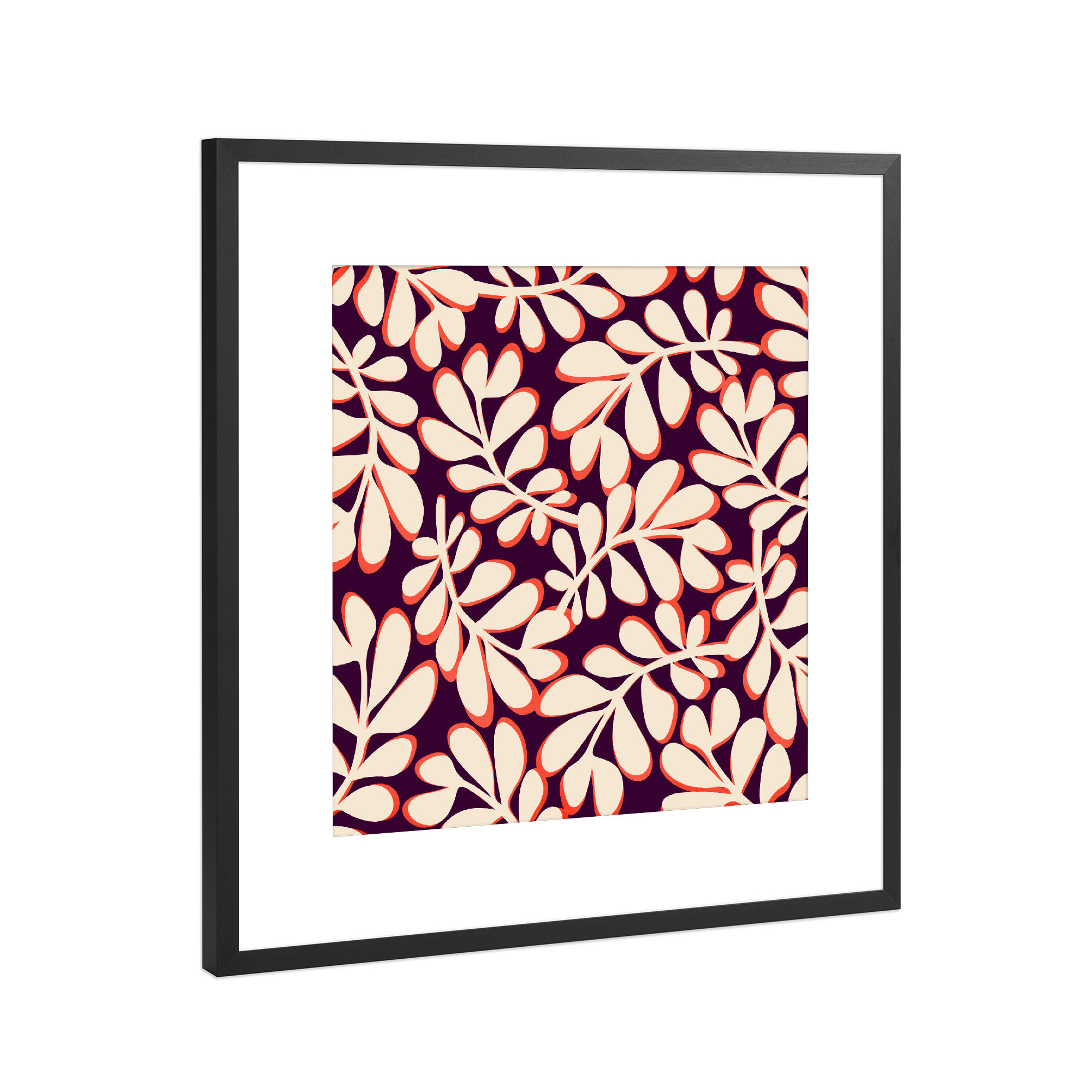 Poster mit Rahmen Schwarz (Metallic) "Modernes dunkles Blumenmuster" artboxONE - Natur,Floral,Abstrakt
