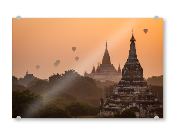 Acrylglasbild "Die Heißluftballons über Bagan" artboxONE - Architektur,Reise / Asien