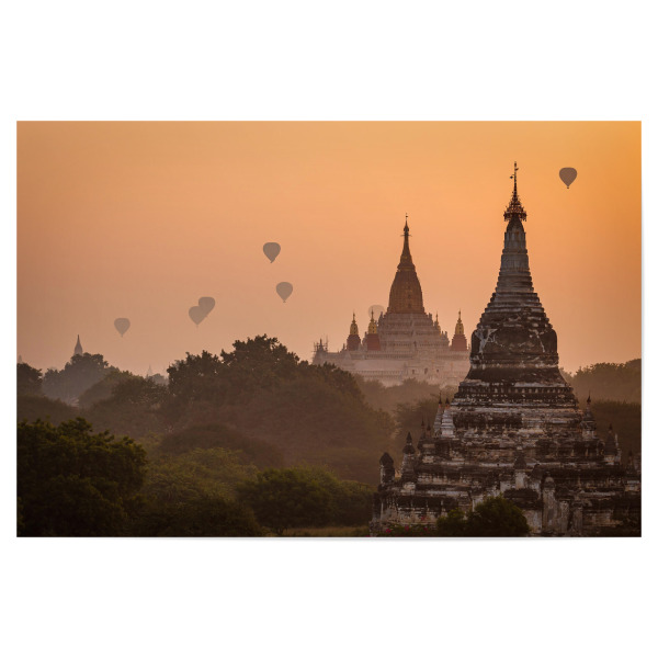 Poster 30x20 cm "Die Heißluftballons über Bagan" artboxONE - Architektur,Reise / Asien