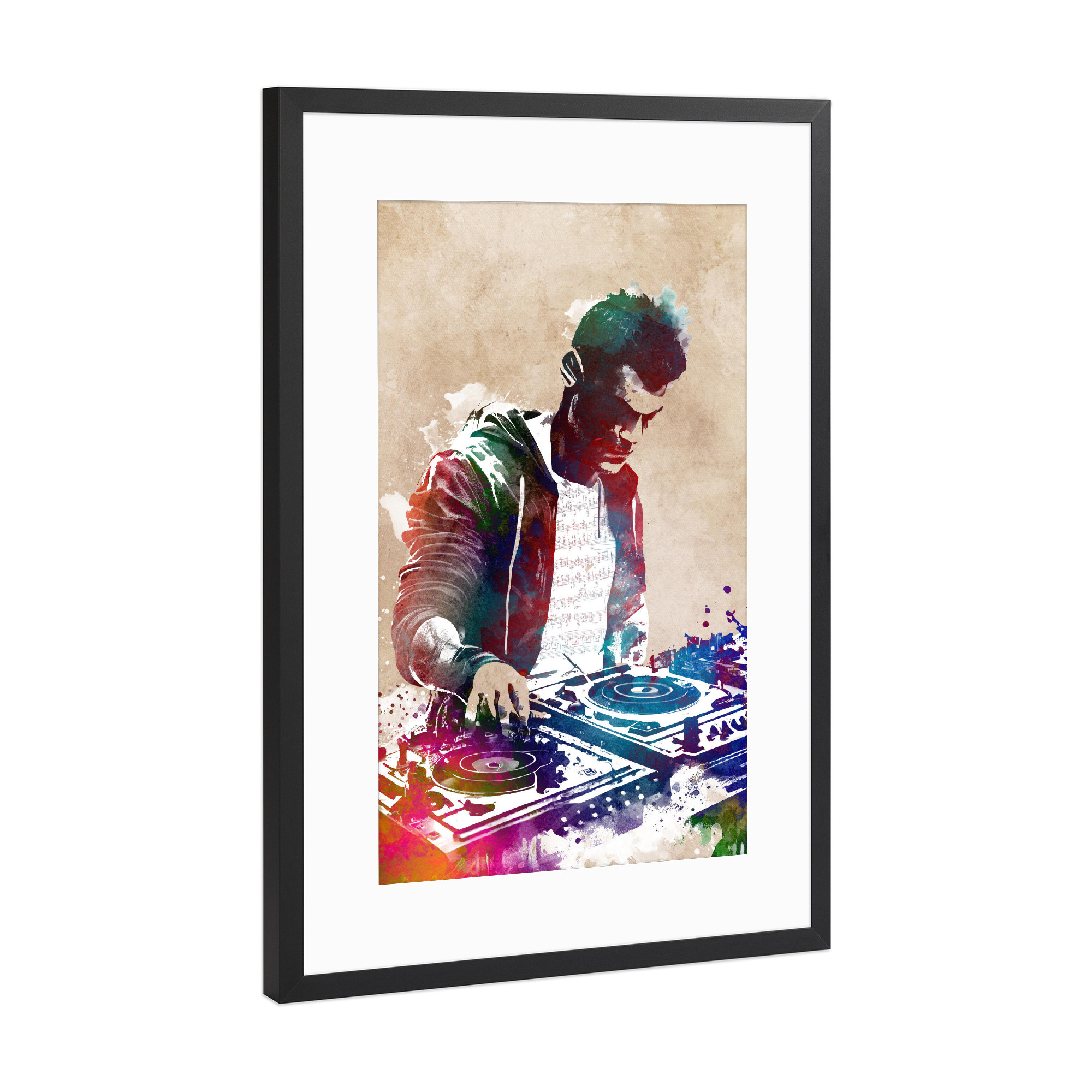 Poster mit Rahmen Schwarz (Metallic) "DJ-Musikkonsole A" artboxONE - Musik - Dj,Musik,Sound,Club