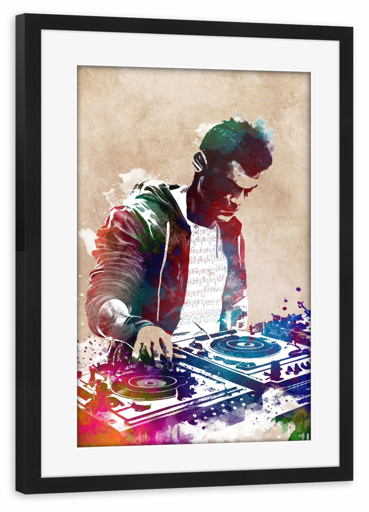 Poster mit Rahmen schwarz "DJ-Musikkonsole A" artboxONE - Musik - Dj,Musik,Sound,Club