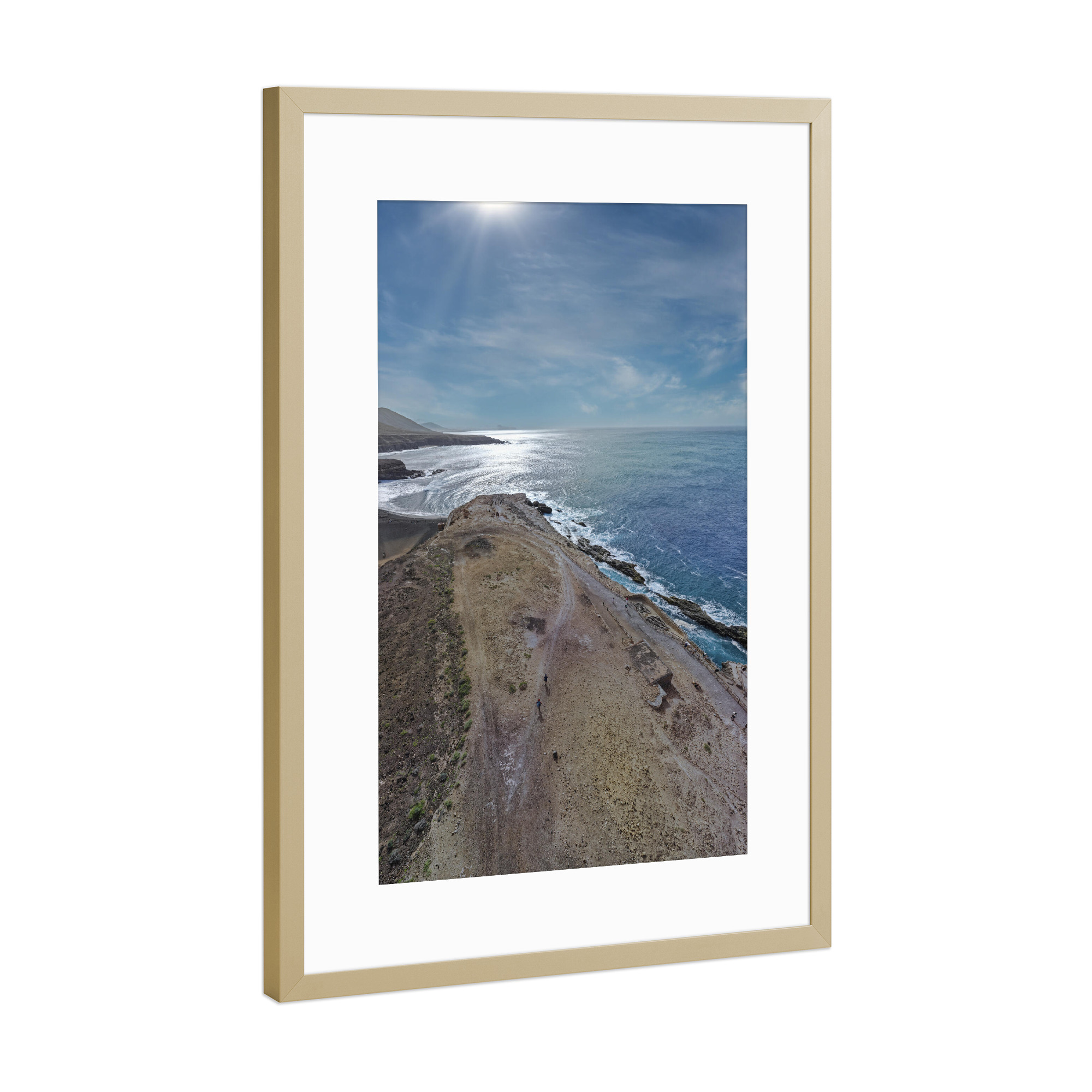 Poster mit Rahmen Gold "Fuerteventura-Ajuy PlateauSpitze" artboxONE - Städte,Natur,Reise,Architektur,Reise / Strand und Meer