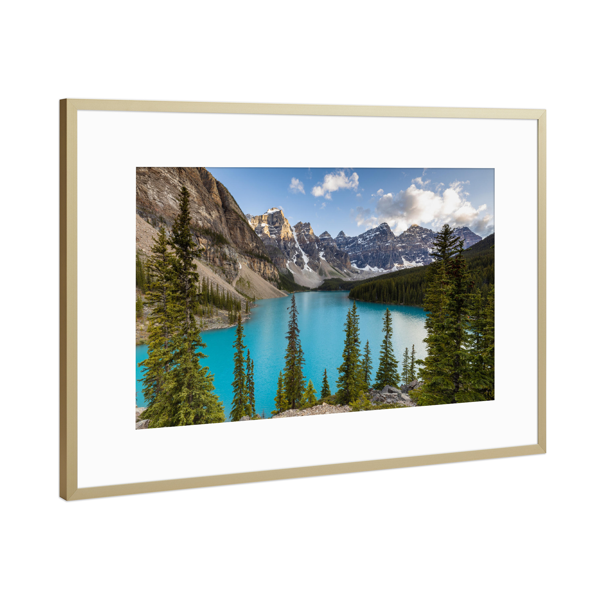 Poster mit Rahmen Gold "Moraine See in den Rocky Mountains" artboxONE - Natur,Reise