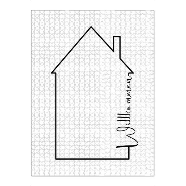 Puzzle Ravensburger "Willkommen - Haus mit Gruß" artboxONE - Typografie,Schwarzweiß,Geometrie