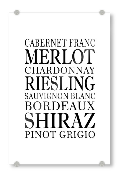 Acrylglasbild "~Weinkarte~" artboxONE - Typografie,Essen & Trinken,Essen & Trinken / Alkohol
