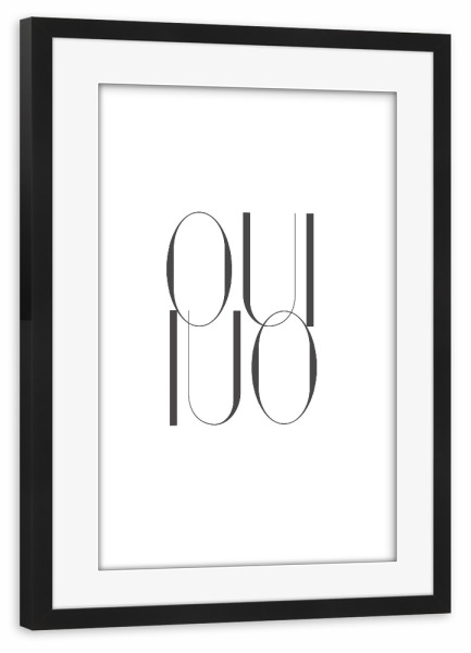 Poster mit Rahmen schwarz "Oh OUI" artboxONE - Typografie,Abstrakt,Geometrie,Buchstaben / F,Buchstaben / O