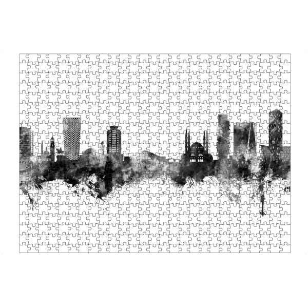 artboxONE Puzzle "Tirana Albanien Skyline Schwarz" artboxONE - Städte,Schwarzweiß - Tirana,Albanien,Skyline,Stadtbild,Stadtbild,Aquarell,Malerei