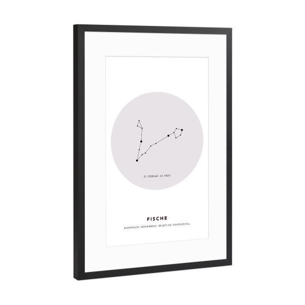 Poster mit Rahmen Schwarz (Metallic) "Das Sternbild Fische" artboxONE - Galaxy