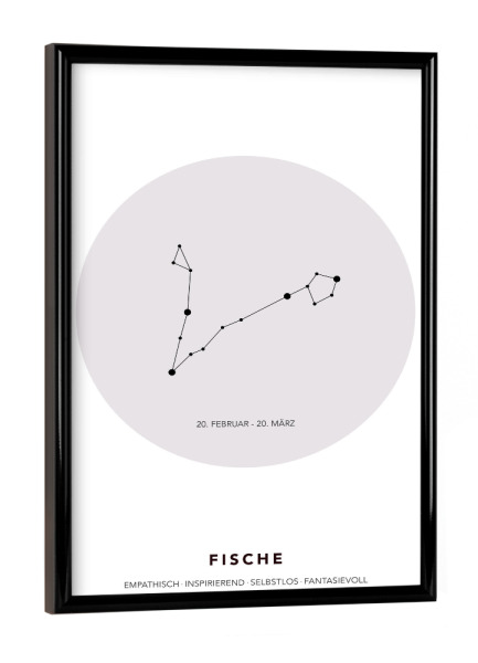 Poster mit schwarzem Rahmen "Das Sternbild Fische" artboxONE - Galaxy
