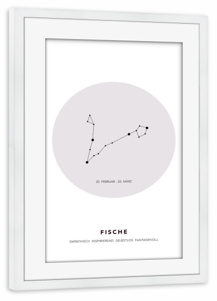 Poster mit Rahmen weiß "Das Sternbild Fische" artboxONE - Galaxy