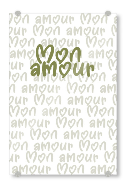Acrylglasbild "Schriftzug Mon amour grün" artboxONE - Typografie,Abstrakt,Liebe
