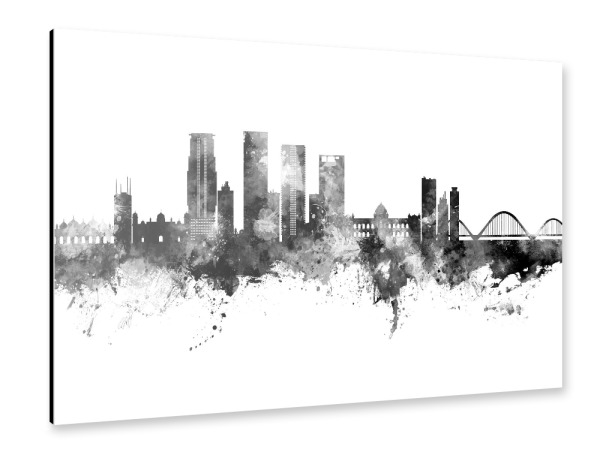 Alu-Dibond "Dhaka Bangladesch Skyline Schwarz" 30x20 cm artboxONE