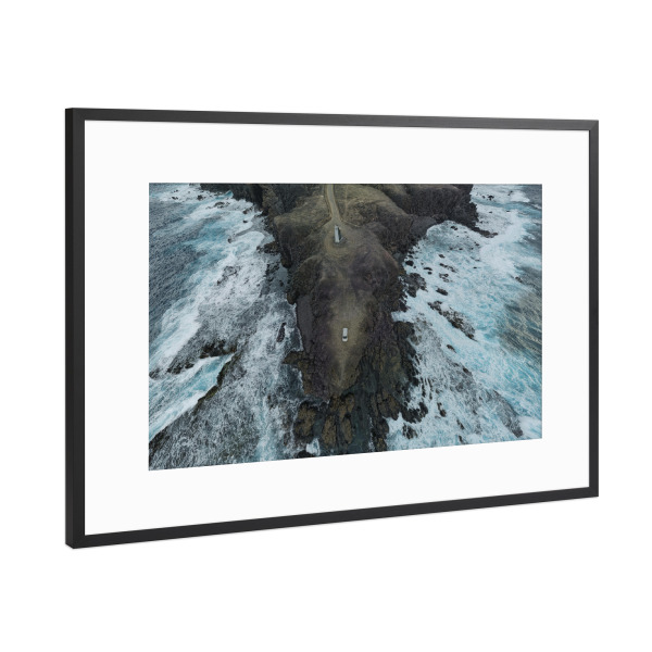 Poster mit Rahmen Schwarz (Metallic) "Fuerteventura -Faro Punta Pesebre" artboxONE - Natur,Reise,Architektur,Reise / Strand und Meer