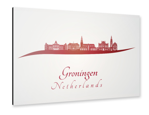 Alu-Dibond "Groninger Skyline in Rot" 30x20 cm artboxONE