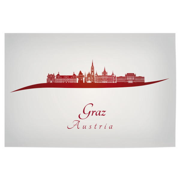 Poster "Grazer Skyline in Rot" artboxONE - Städte