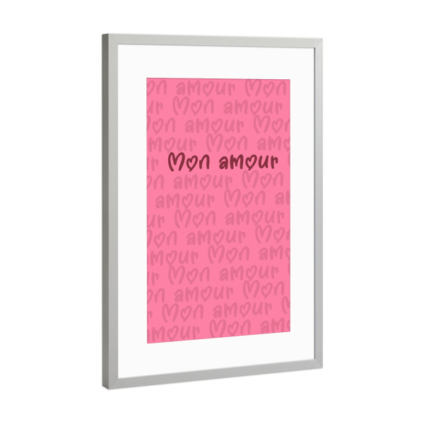 Poster mit Rahmen Silber "Mon amour pink" artboxONE - Typografie,Abstrakt,Liebe