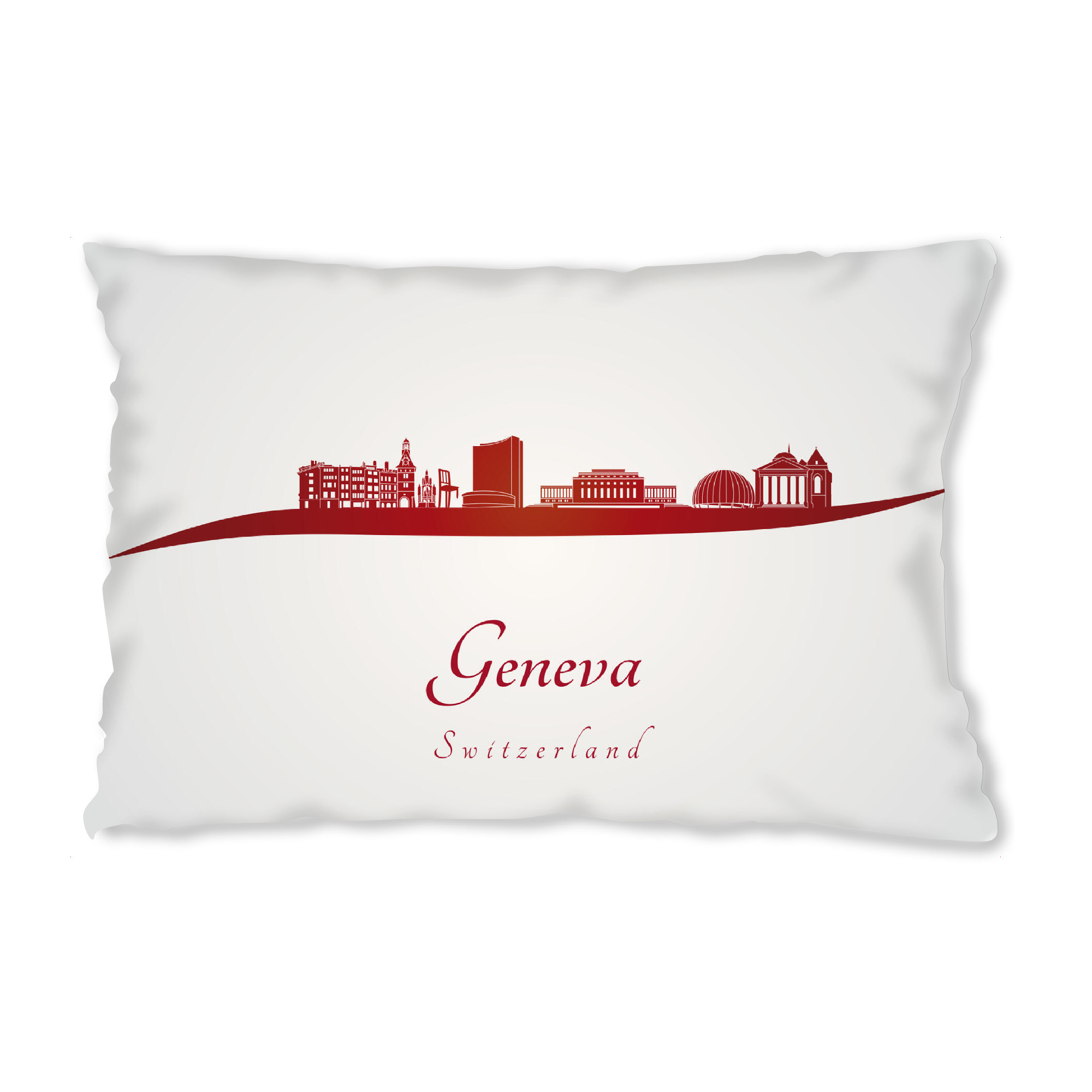 Design-Kissen "Genfer Skyline in Rot" artboxONE - Städte