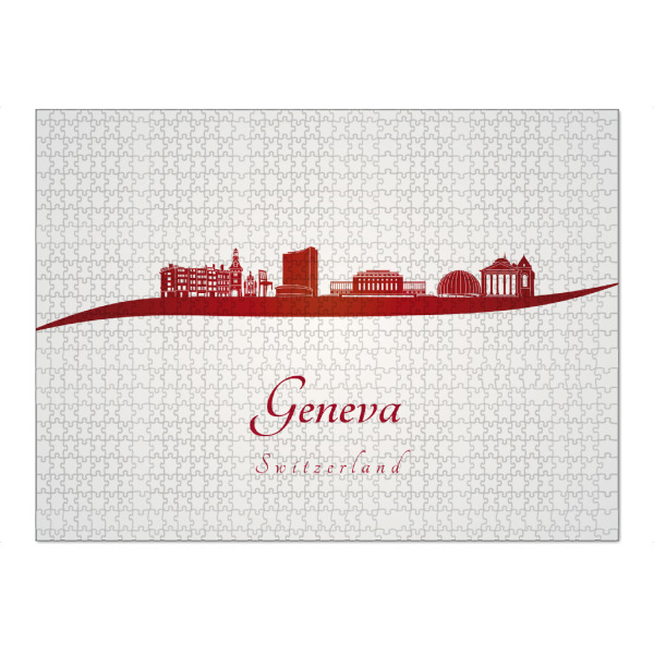 Puzzle Ravensburger "Genfer Skyline in Rot" artboxONE - Städte