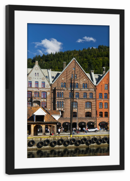 Poster mit Rahmen schwarz "Hanseviertel Bergen" artboxONE - Reise,Architektur,Reise / Länder,Städte / Weitere