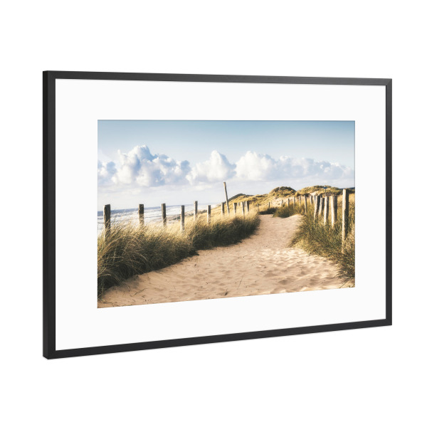 Poster mit Rahmen Schwarz (Metallic) "Weg über die Dünen" artboxONE - Natur,Reise,Floral,Reise / Strand und Meer