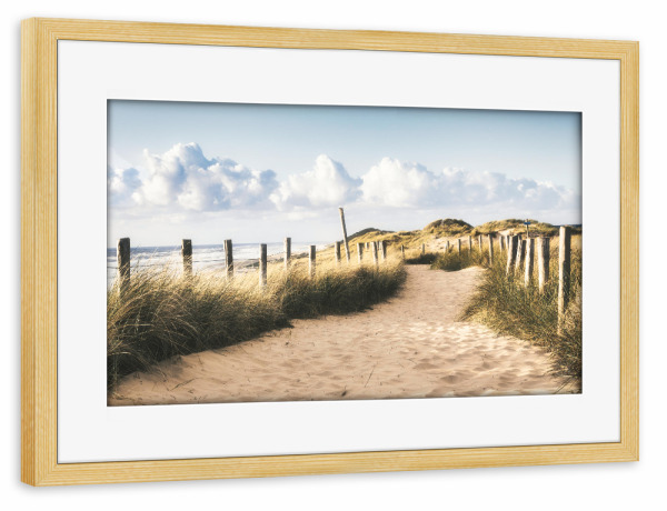Poster mit Rahmen kiefer "Weg über die Dünen" artboxONE - Natur,Reise,Floral,Reise / Strand und Meer