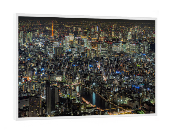 Poster mit weißem Rahmen "Tokyo bei Nacht - Stadtbild" artboxONE - Architektur,Reise / Asien,Städte / Tokio