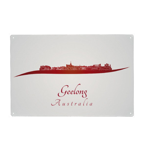 Holzbild "Geelong-Skyline im Rot" artboxONE - Städte
