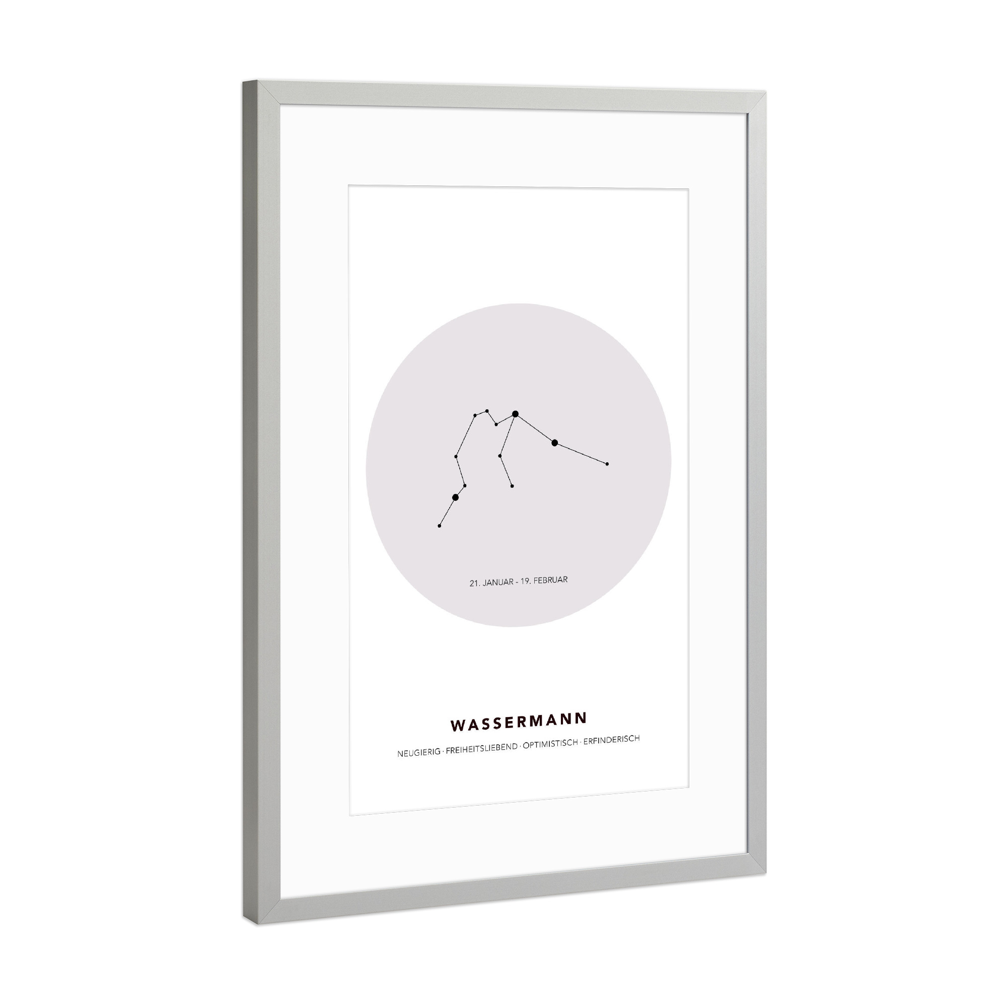 Poster mit Rahmen Silber "Sternbild Wassermann" artboxONE - Galaxy