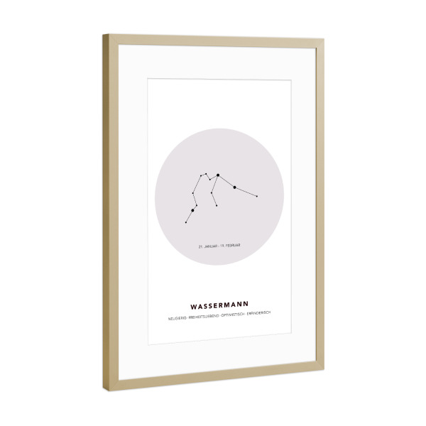 Poster mit Rahmen Gold "Sternbild Wassermann" artboxONE - Galaxy