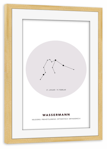 Poster mit Rahmen kiefer "Sternbild Wassermann" artboxONE - Galaxy