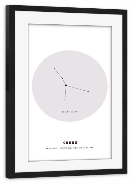 Poster mit Rahmen schwarz "Das Sternbild Krebs" artboxONE - Galaxy