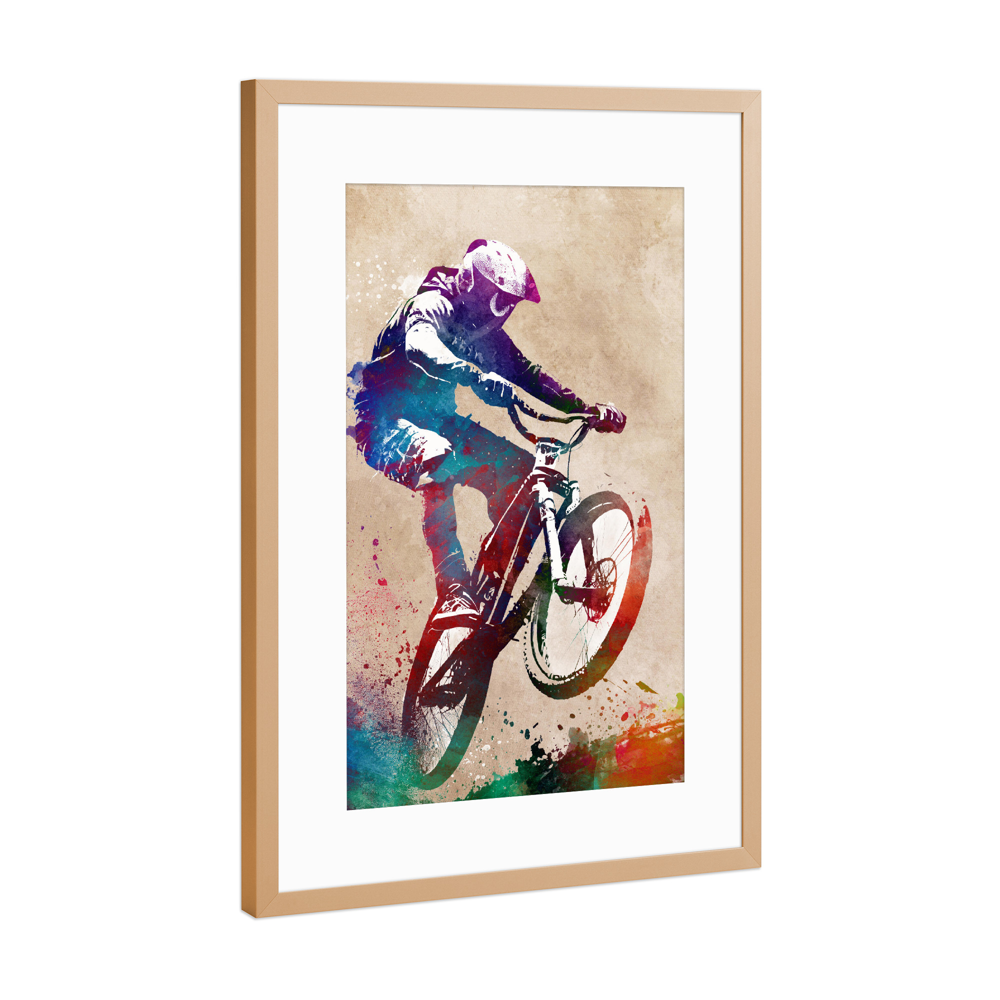 Poster mit Rahmen Kupfer "BMX Biker Sportart A" artboxONE - Sport,Sport / Sommerspiele - Bmx,Fahrrad,Biker,Biker,Sport,Radfahren,Sport